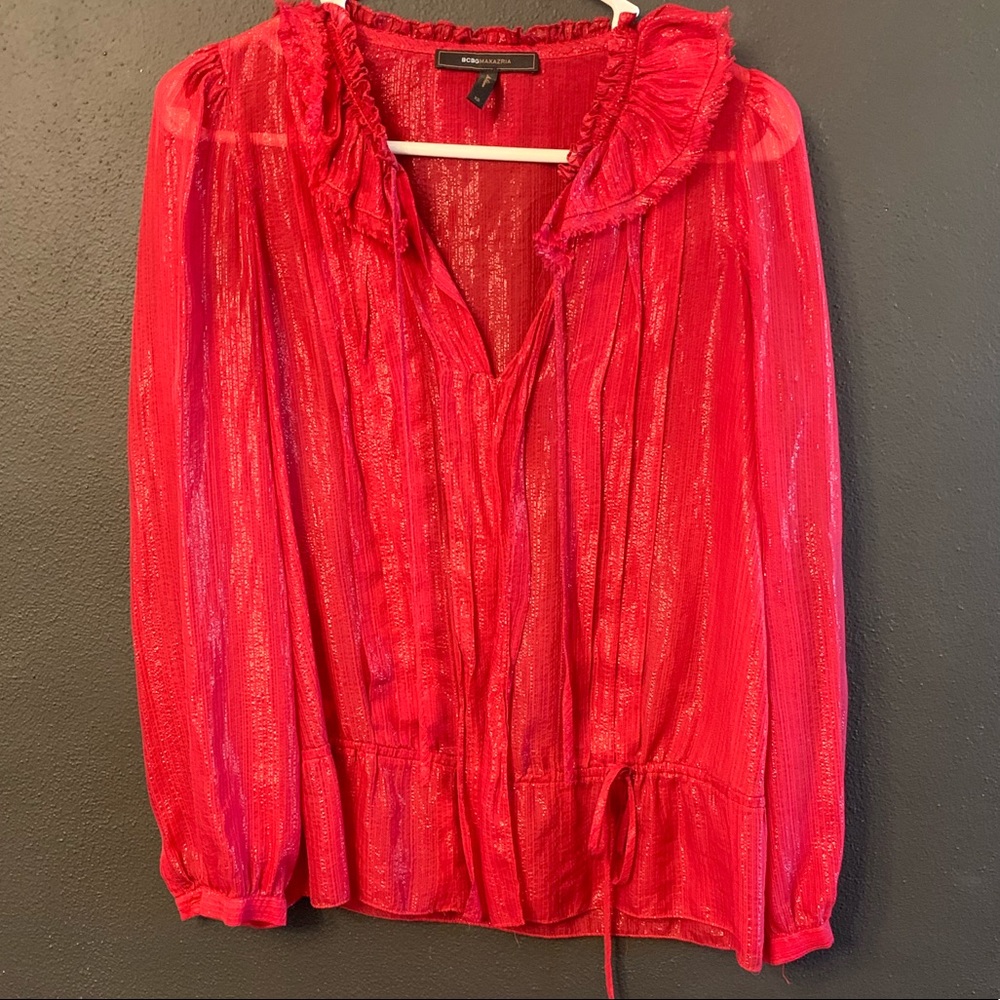 Shimmering sheer BCBG boho style top
